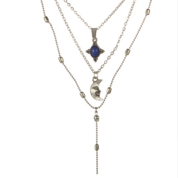 Crescent Moon Eclipse Triple Layer Choker Necklace - Picture 4 of 5